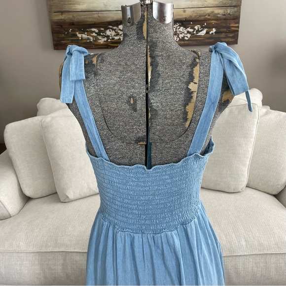 NWT XXL  LC Lauren Conrad, Jean jumper overall midi dress with pockets - Picture 8 of 11